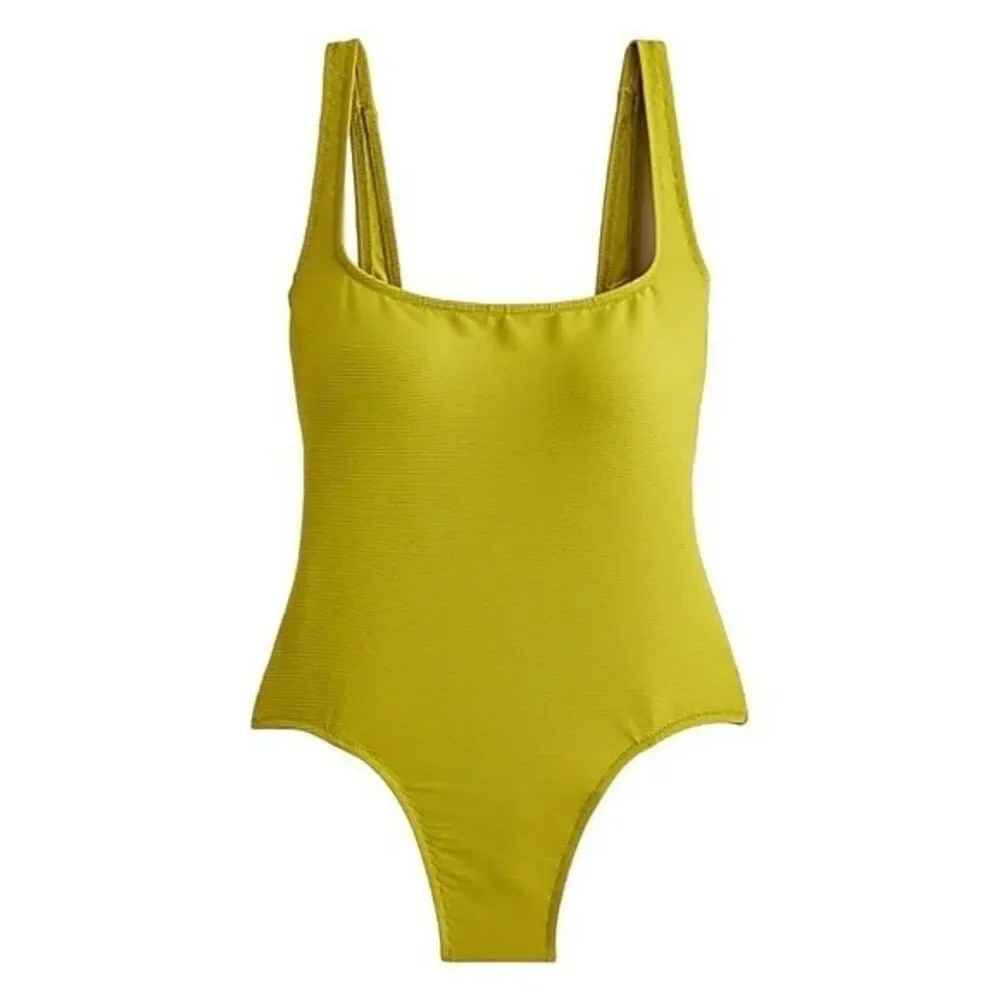 J.CREW Salermo Olive Ribbed Squareneck One-piece Swimsuit, US4